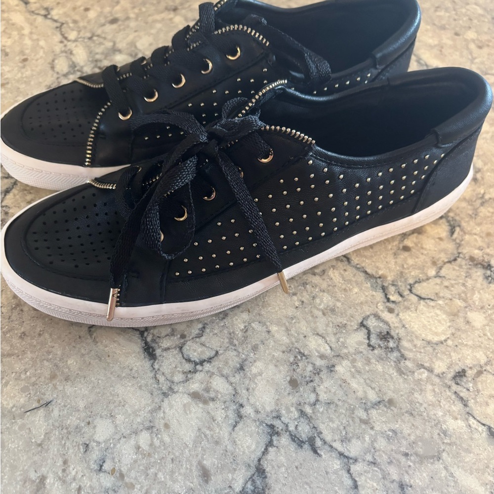 Rebecca Minkoff Black Sneakers with Gold Studs size 8